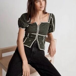 Madewell Patchwork Puff-Sleeve Top